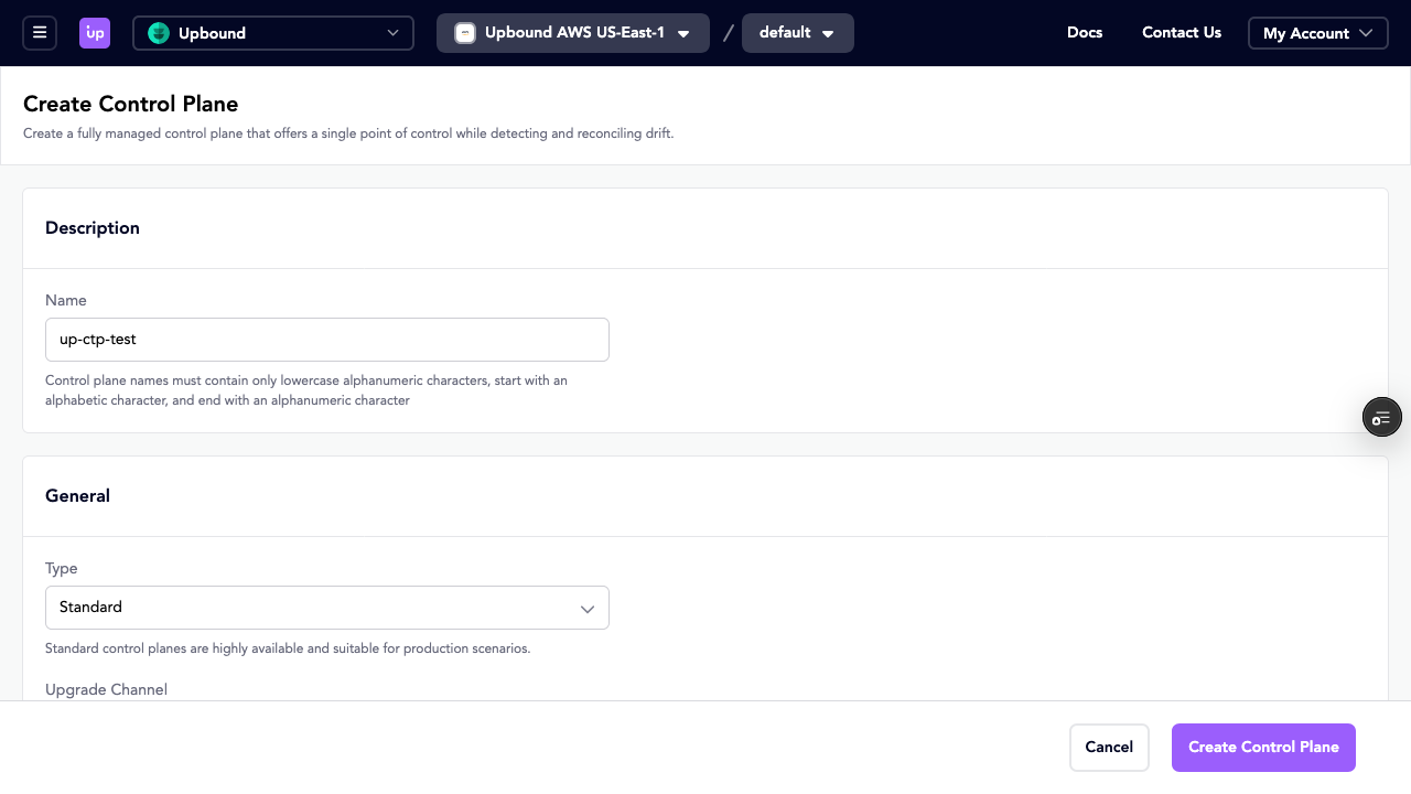 Upbound Control Plane Dashboard
